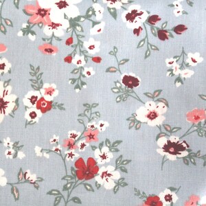 REDUCED Cotton fabric ~ Mathilda's carnations light blue - flowers - sold by the metre