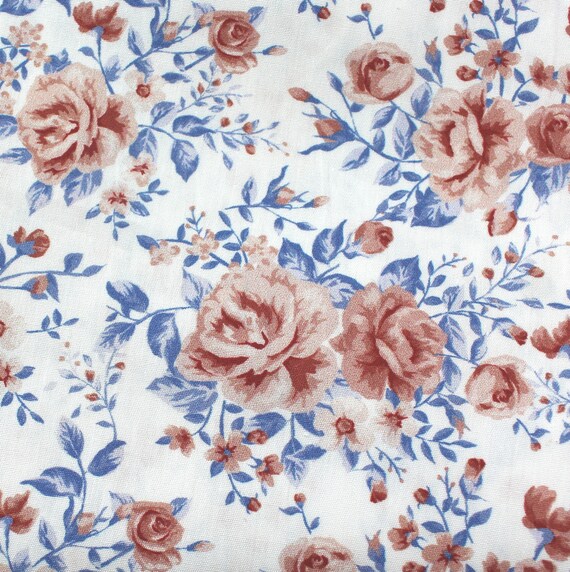 Canvas Stoff Baumwollstoff Stoff Meterware Floral Ökotex Rosa Blau