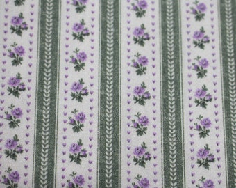 tissu de tablier de roses lilas olive ~ tissu de coton satiné dirndl