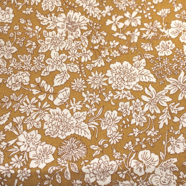 138 x 112 cm morceau restant de tissu coton Liberty London ~ Emily Belle fleurs cognac Millefleurs Ökotex