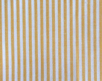 Cotton fabric Ökotex ~ stripes curry and white ~ stripe width 0.3 yellow ocher beige