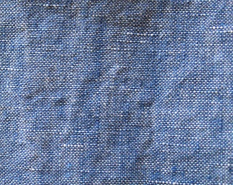 Soft linen, jeans blue, 160 g/m² ~ Blue linen fabric