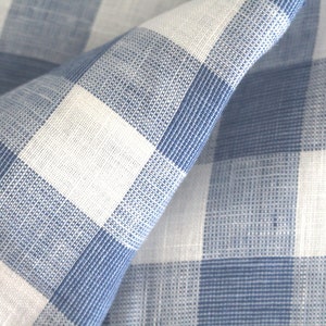 Linen fabric Ökotex cornflower check 125 g/m2 ~ linen check blue