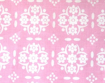 125 x 148 cm Reststück Baumwollstoff  VINTAGE rosa ~ Ornamente