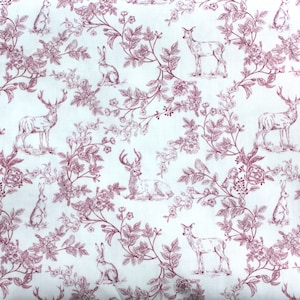 Ökotex ~ Toile de Jouy wine red cotton fabric cotton poplin