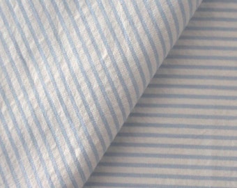 Ökotex cotton fabric * Seersucker light blue striped (stripe width 0.15 and 0.25 cm)