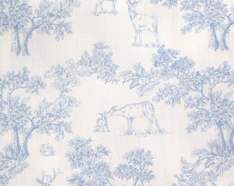 Oeko-Tex ~ Toile de Jouy light blue cotton fabric poplin
