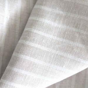 Linen fabric Ökotex sand white wide striped 125 g/m2 ~ linen beige