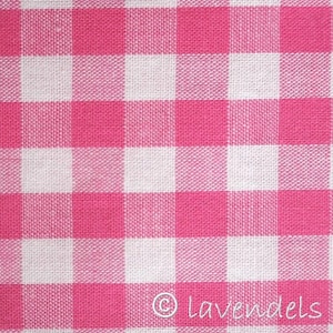 80 x 140 - restant - katoenen stof roze groot geruit (controleer maat 0,9 x 1 cm) geruit