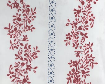 Dark red medium blue apron fabric cotton fabric dirndl