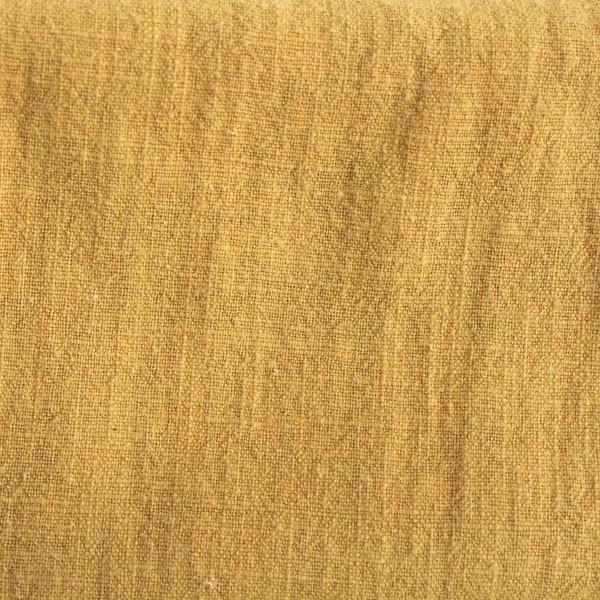 Lin curry jaune stonewashed 250 g/mètre ~ tissu de lin ocre