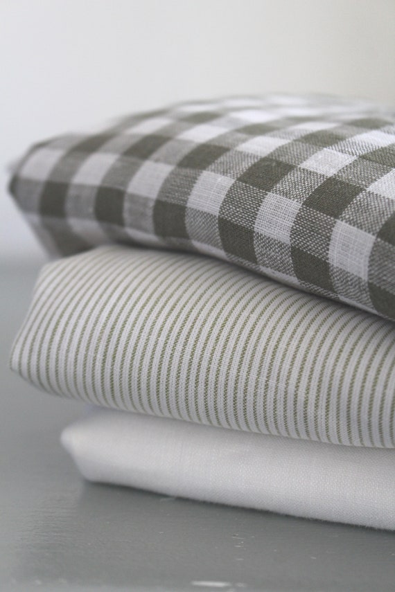 Leinenstoff Halbleinen Ökotex oliv fein gestreift 125 g/m2