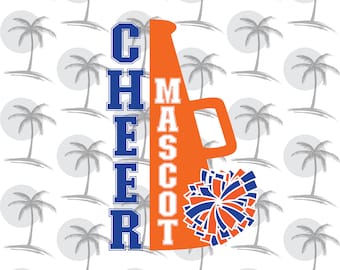 Cheer Mascot Pom Megaphone - With Letters to Customize - Digital SVG and PNG for Vinyl