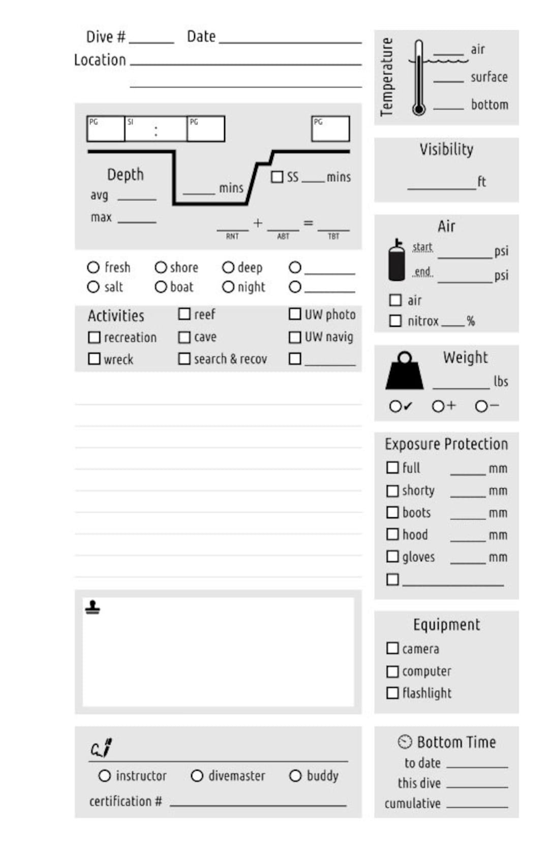 dive-log-pages-printable-file-scuba-dive-log-book-pages-padi-etsy-australia