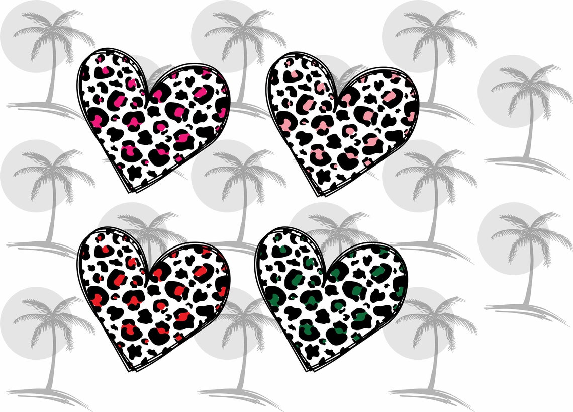 Download 4 Leopard Hearts Digital SVG and PNG for Vinyl | Etsy