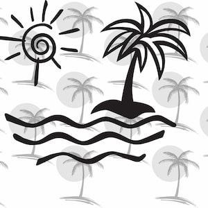 Sun Island Waves & Palm Tree With and Without Waves | Etsy