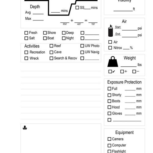 Scuba Diving Log Template Printable PDF Download Diving Etsy