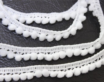 3 meters  mini Pompon band  white 5mm