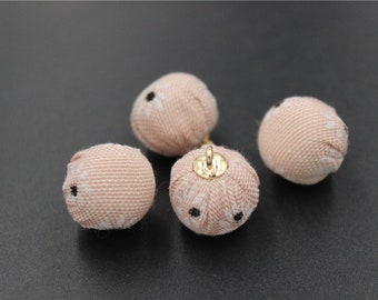 30 pcs button resin beads light pink fabric cover