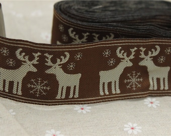 Woven Ribbon  deer Christmas