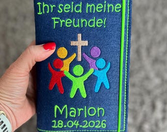 Personalisierte Gotteslobhülle Thema 2026 "Ihr seid meine Freunde!" verschiedene Farbdesigns