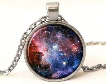 Carina Nebula Necklace,Glass Photo Pendant,0450POS