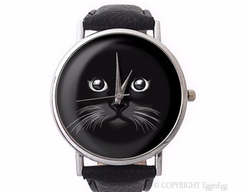Black cat watch, 0877WSB