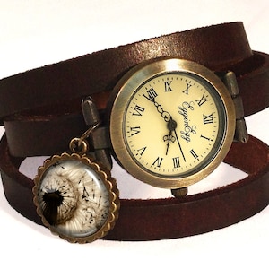 Leather watch bracelet - Dandelion, 0126WDB