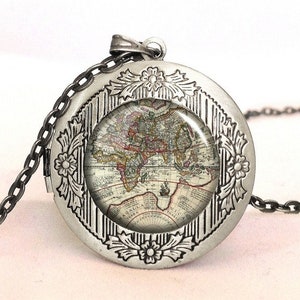 WORLD MAP Locket, 0197LPOS