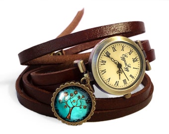 Leather watch bracelet - Tree of hope, 0605WDB6