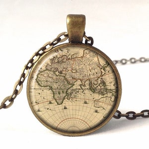 Kette Weltkarte, Weltkarte Schmuck, 0196PB