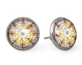 STAINED GLASS Stud Earrings, 0740ESS