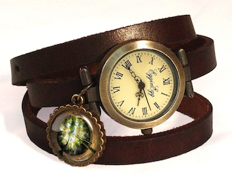 Leather watch bracelet - Forest, 0119WDB
