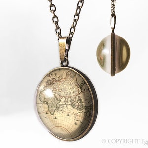 Pendentif à double face Carte du monde, 0196SPB