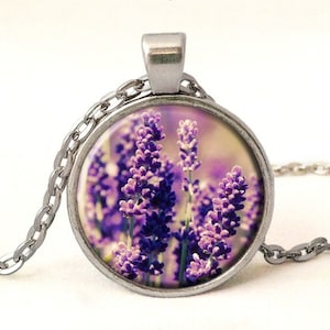 LAVENDER Necklace, Spring flower Pendant, 0397POS