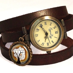 Leather watch bracelet -Tree of life, 0465WDB