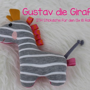 ITH embroidery file Gustav the Giraffe for the 13x18 embroidery frame