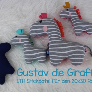 ITH embroidery file Gustav the Giraffe for the 20x30 embroidery frame