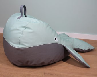 Bean bag Wilhelm the whale, filled with EPS beads, free embroidery