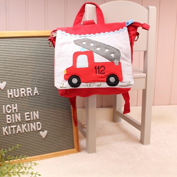 Kindergartenset "Tatütata die Feuerwehr" KitaRucksack, KitaTurnbeutel, inklusive Personalisierung, Geschenk, Kindergarten, Tagesmutter, Kita