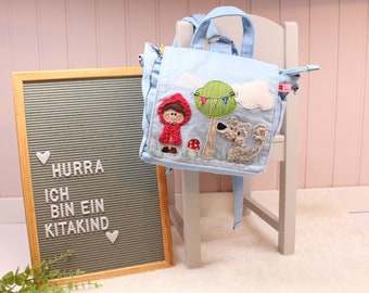 Kindergartenset "Rotkäppchen und Wolfi" KitaRucksack, KitaTurnbeutel, inklusive Personalisierung, Geschenk, Kindergarten, Tagesmutter, Kita