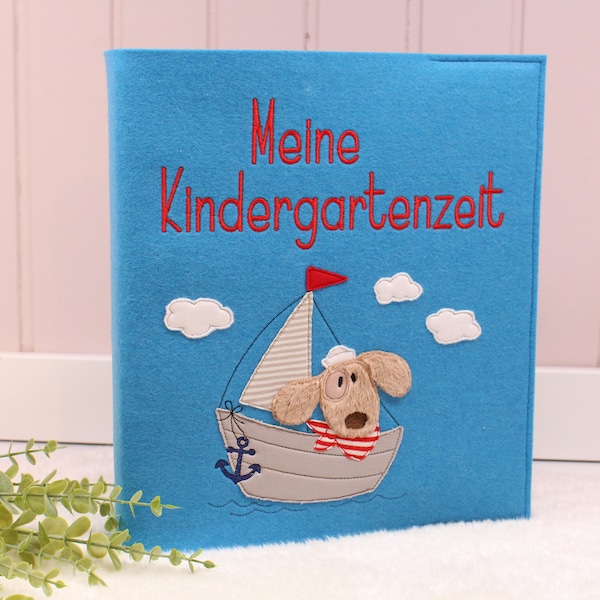 Kindergartenordnerhülle "Pepe" Filz, Portfolioordner, Kitaordner, Kindergartenordner, Personalisierbar, Fotoeinstecker optional