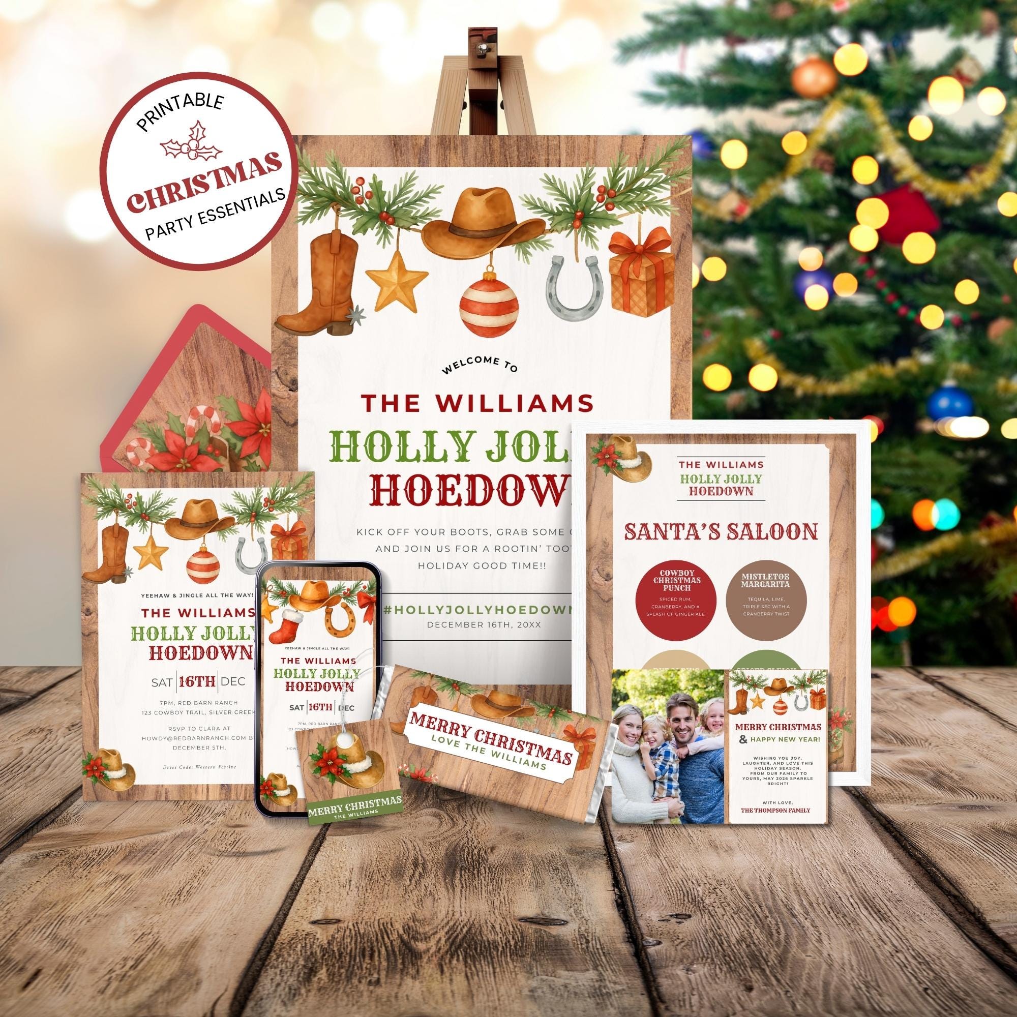 Cowboy Christmas Menu Card - Etsy