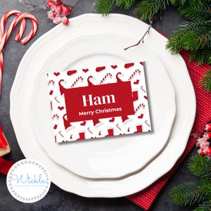 Candy Cane Christmas Food Tent Card Template, Printable Xmas Party ...