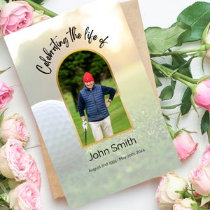 Editable Golf Themed Funeral Program Template, Printable Order of Service With Obituary, Elegant ...