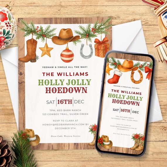 Western Christmas Party Invitation Template Editable in Canva, Holly Jolly  Hoedown Holiday Invite, Rustic Cowboy Digital Download WC2025 - Etsy