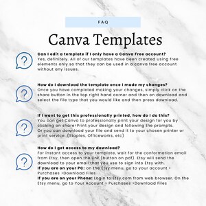 a white marble background with blue text that says canva templates