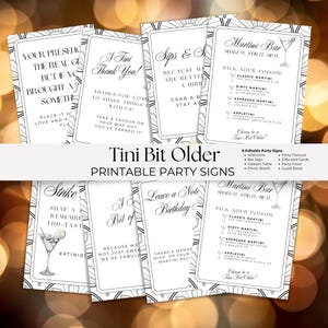 Tini Bit Older Party Signs, Martini Birthday Welcome Sign, Editable Party Decor, Customizable Template, Adult Birthday Party Display TO2025