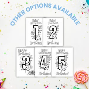 Beere Süßer Geburtstag Malseite Canva Template, Zwei Süße Party Personalisierte Printable, Erdbeere Geburtstagsgeschenk Bild 4