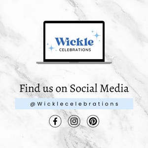 a white marble background with the words, find us on social media